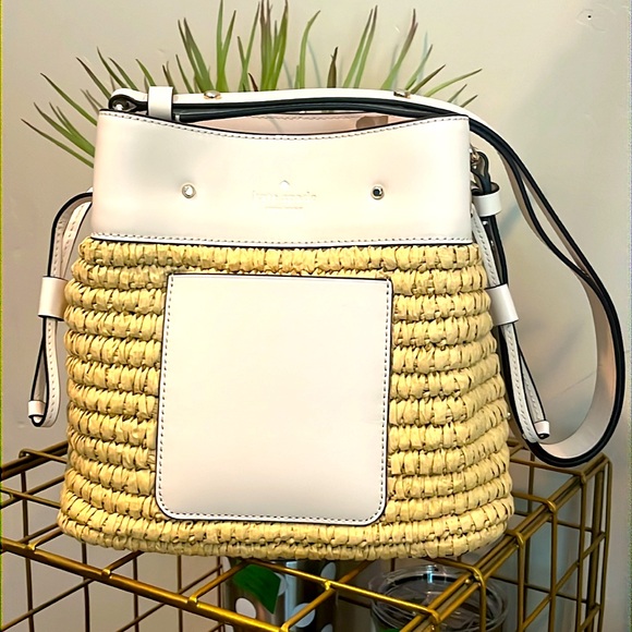 NWOT Kate Spade Straw White Leather Purse - Picture 3 of 15